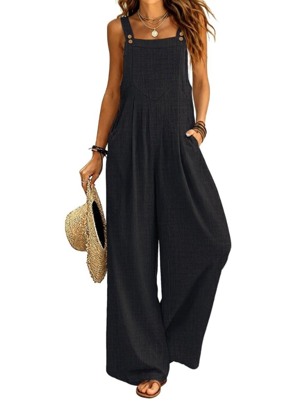 Womens Casual Loose Overalls Jumpsuits Summer Outfits Wide Leg